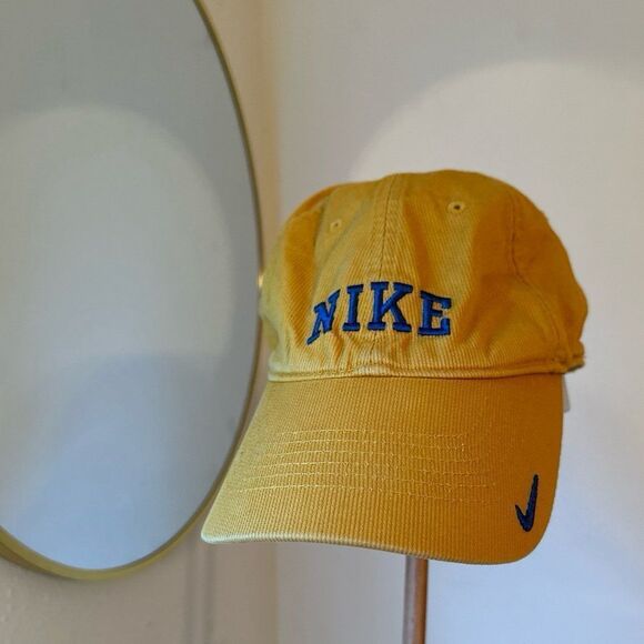 Vintage Nike Yellow & Blue Corduroy Hat // Adult One Size
